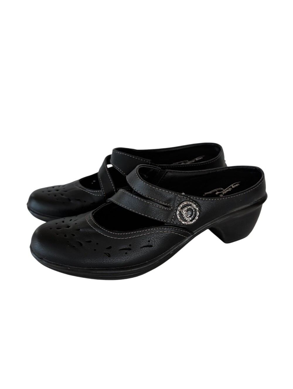 Easy Street Columbus Comfort Wave Cutout Mules Clogs 8M Black Comfy